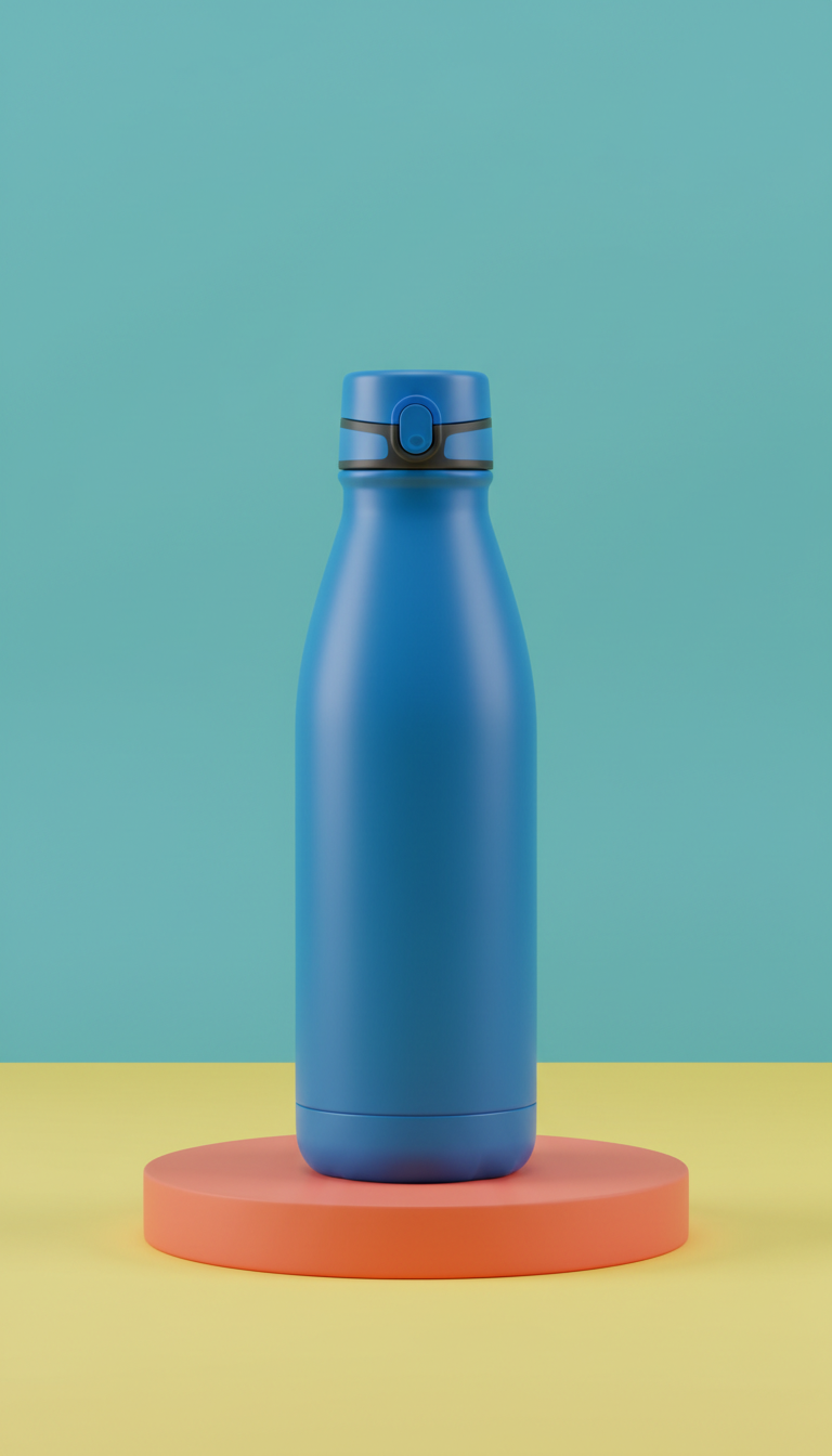 Electric blue insulated water bottle